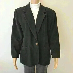 Vintage Oversized Minimalist  Black Wool Blended Blazer Suite Jacket